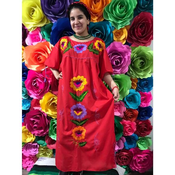 Mexican tunic hand embroidered dress Size L - Picture 4 of 4